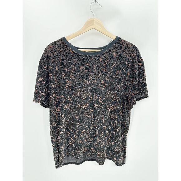Free People Women Crushed Velvet Tee Size XS NWT Dark Fairy Witchy Boxy Oversize - Picture 1 of 10